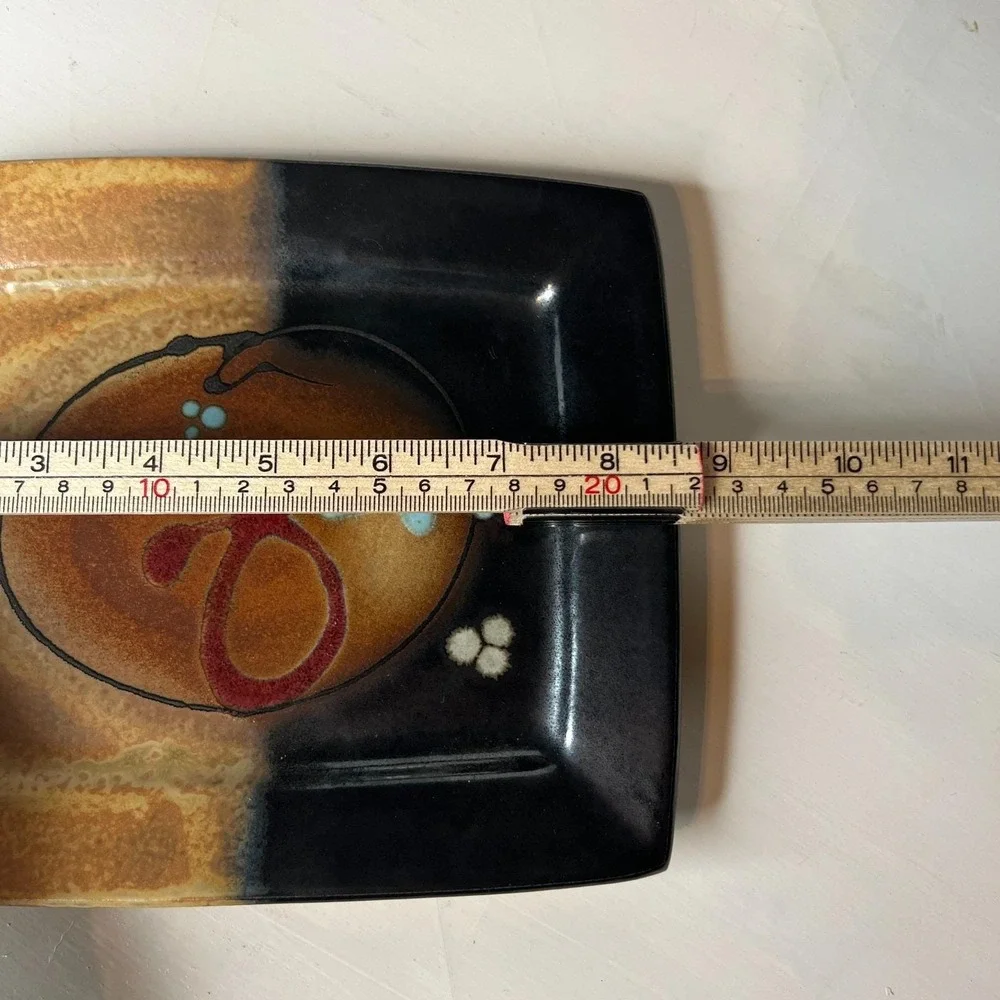 Signed Loren Lukens Studio Pottery Modern Art Dinnerware Plate Platter Vintage